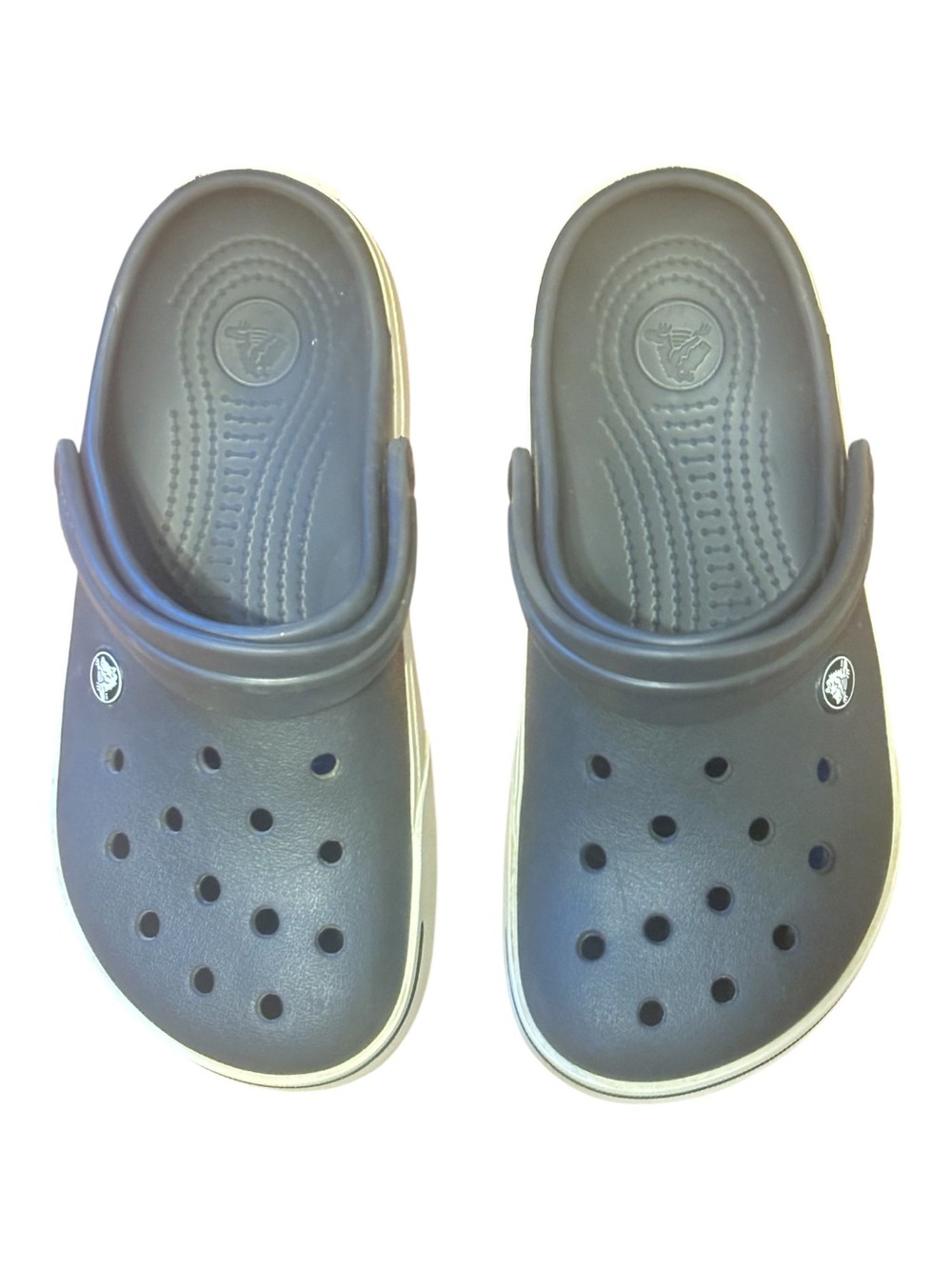 CROCS Black Classic Clogs with White Trim Size Womens 8 or men’s 6